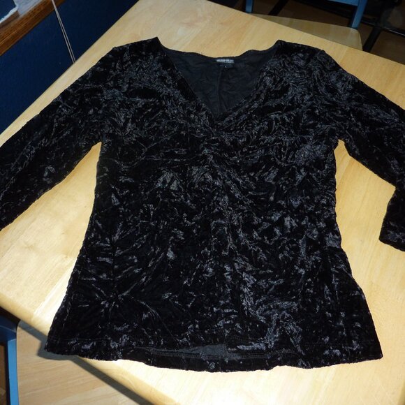 NOMADIC TRADERS GOTH WEDDING BLACK CRUSHED VELVET LONG SLEEVE SHIRT BOHO GYPSY L - Picture 6 of 16